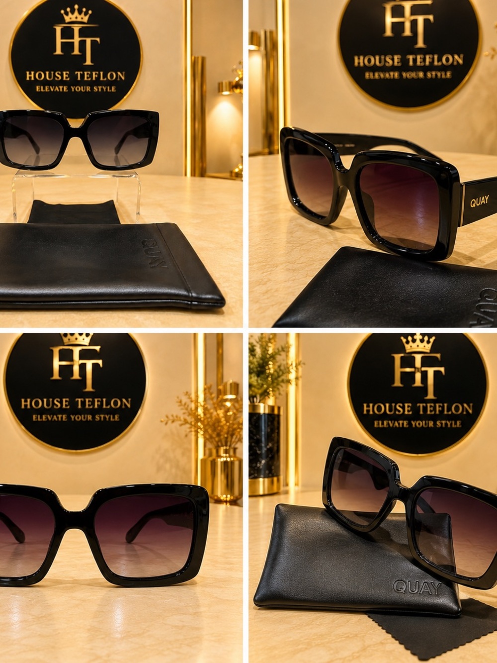QUAY OVERSIZED BLACK SQUARE GRADIENT SUNGLASSES 56-19-147 - Picture 5 of 5